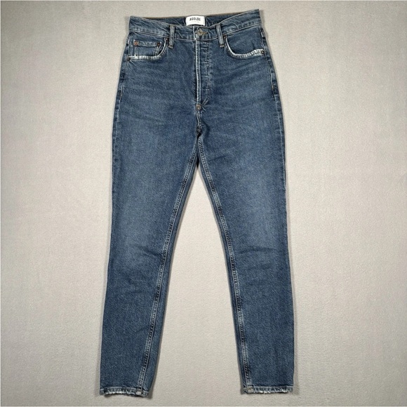 Agolde Denim - Agolde Nico Button Fly Jeans Women’s 26 Blue Denim Stretch Medium Wash A093-1370